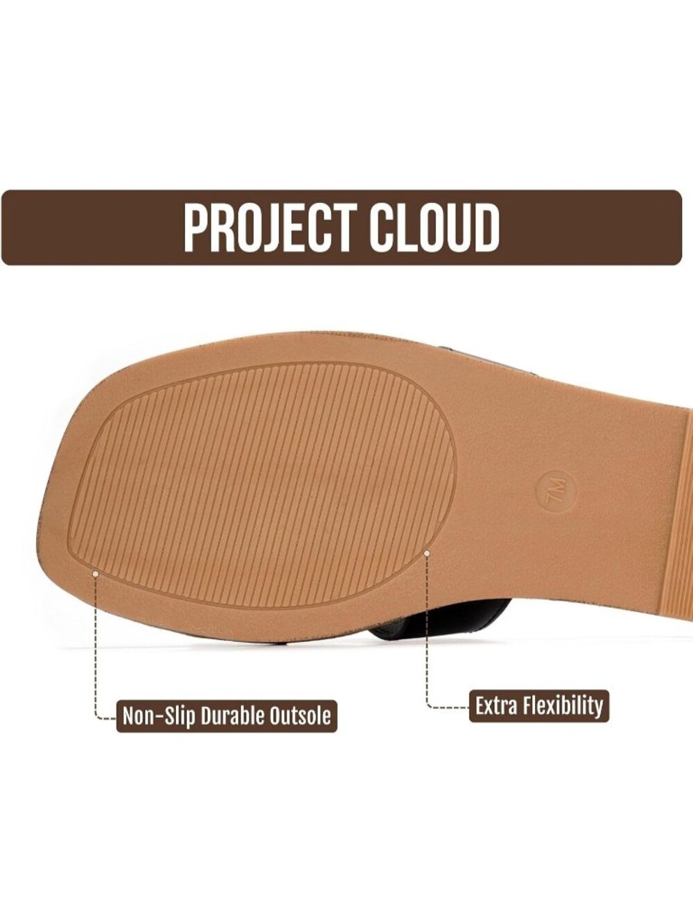 Women's Black Genuine Leather Fashion Flats Memory Foam Insole Slides Sandals - Picture 4 of 6